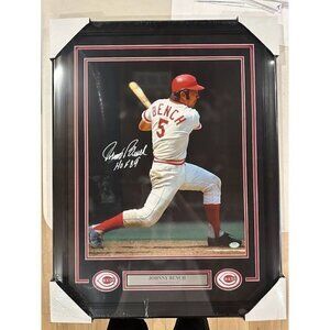Johnny Bench signed HOF 89 autographed Cincinnati Reds 16x20 Photo Framed PSA